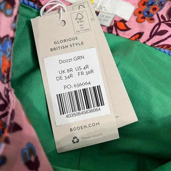 Boden Cross Over Linen Jumpsuit Womens 4 Green Pink Floral‎ Sleeveless Boho NEW - Picture 8 of 13